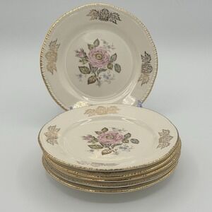 Vintage Homer Laughlin Queen Esther Bread & Butter Plates 6 1/4" Set of 6